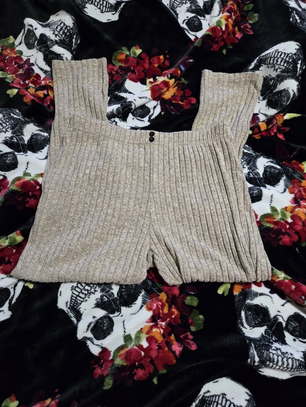 Ribbed Knit Lounge Pants in Beige